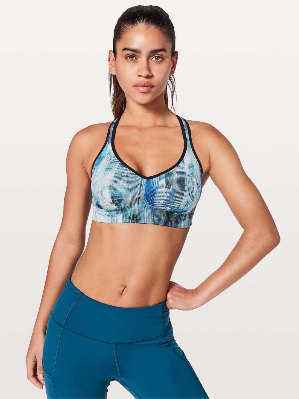 Lululemon Speed Up Sports Bra Size 10 C/D Cup Sun Dazed Multi Blue Running Gym